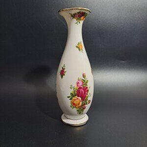 Royal Albert Old Country Roses Fine China Bud Vase Floral Gold Trim Vintage